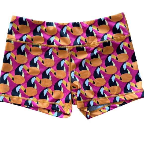 IAB MFG Womens Toucan Print Athletic Booty Shorts Size M - Picture 1 of 7